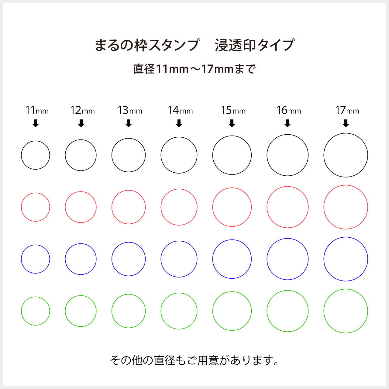 丸の枠スタンプ 11mmから17mmまで 浸透印