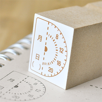 日付付き アナログ時計スタンプ 半円