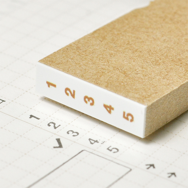 ほぼ日手帳で使える、１から５の数字スタンプ。タテ書き。