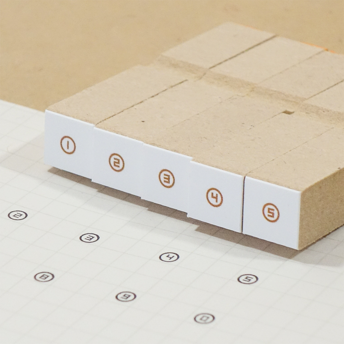 直径３mmの丸囲み数字スタンプセット：１から５まで