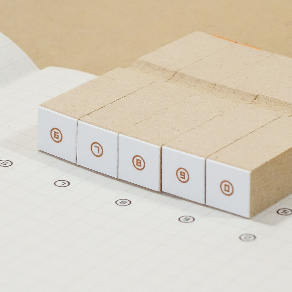 直径３mmの丸囲み数字スタンプセット：６から０まで