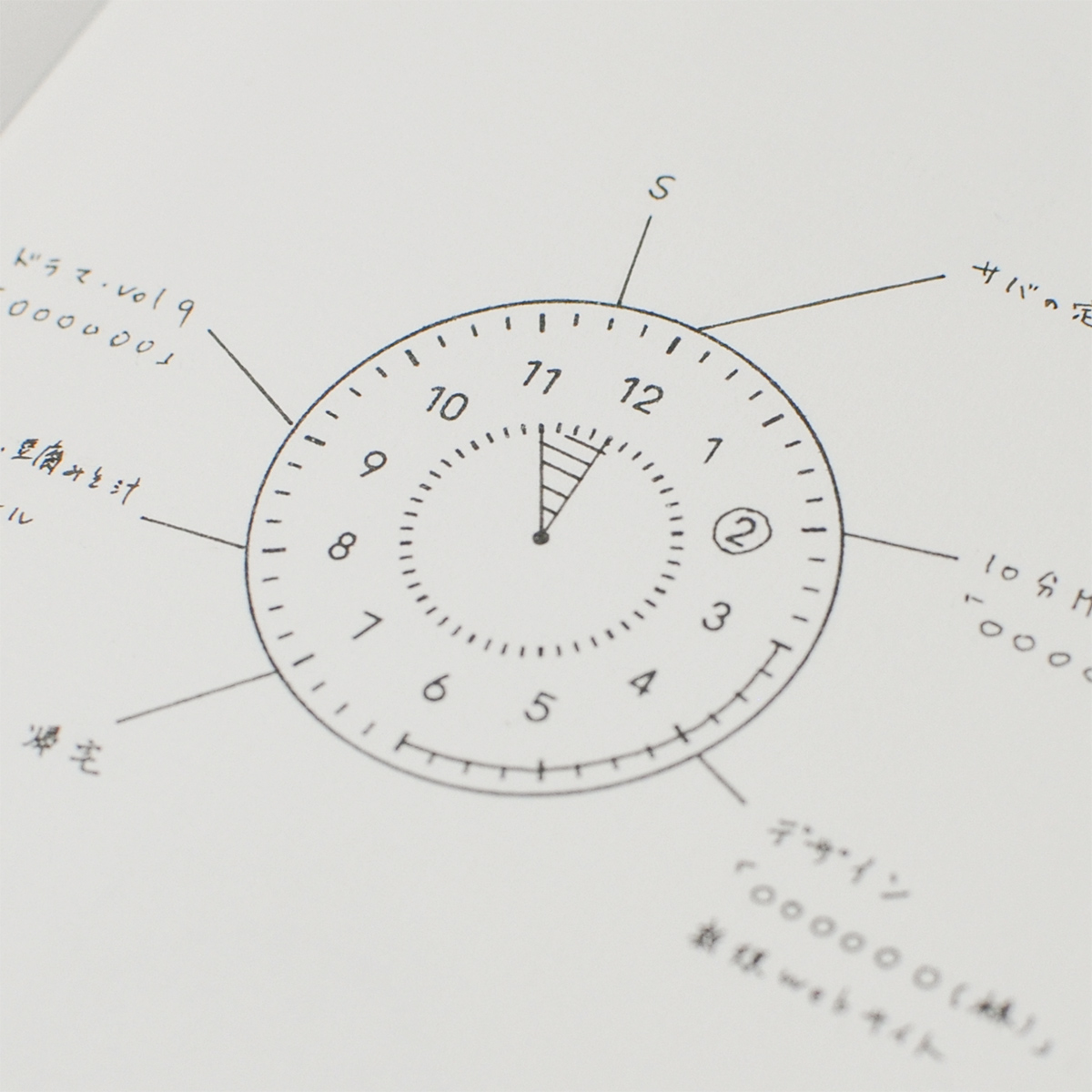 多機能なアナログ時計スタンプ：３７ミリ幅：１２・２４時間：浸透印タイプ